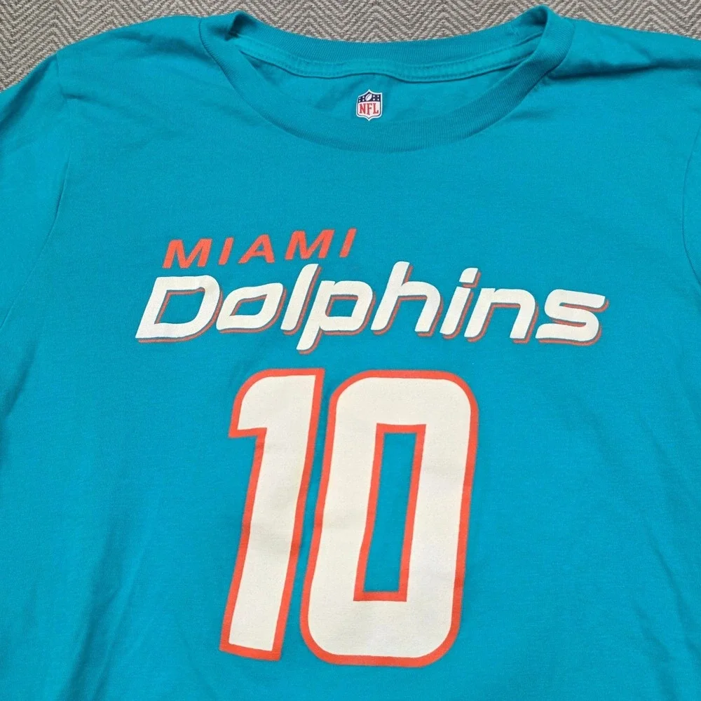 NFL Miami Dolphins Tyreek Hill 10 Youth Large 14/16 Long Sleeve Shirt‎ Aqua Teal